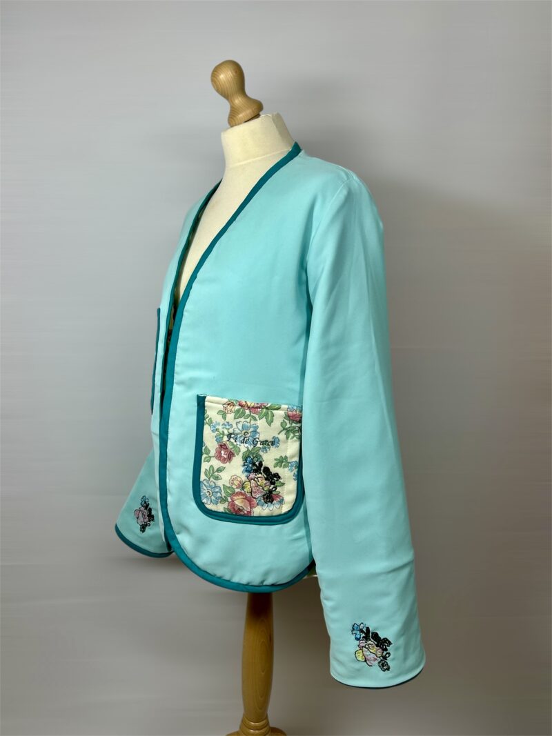 Veste réversible turquoise et fleurs Naray – Image 11