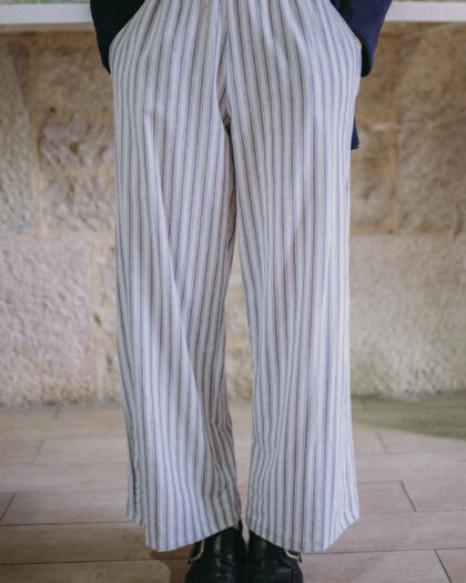 Pantalon large upcyclé avec des draps en coton fait en France