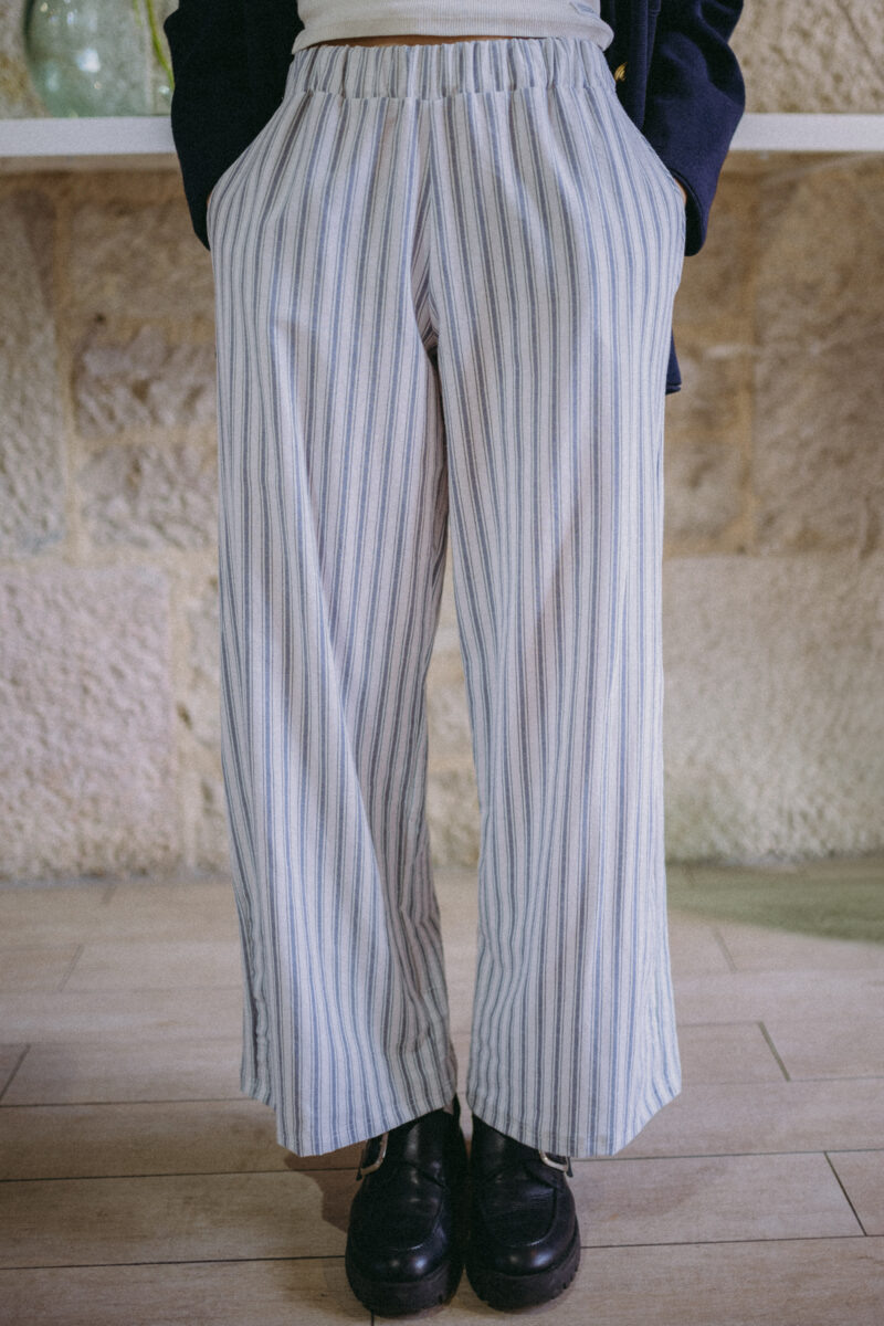 Pantalon large upcyclé avec des draps en coton fait en France