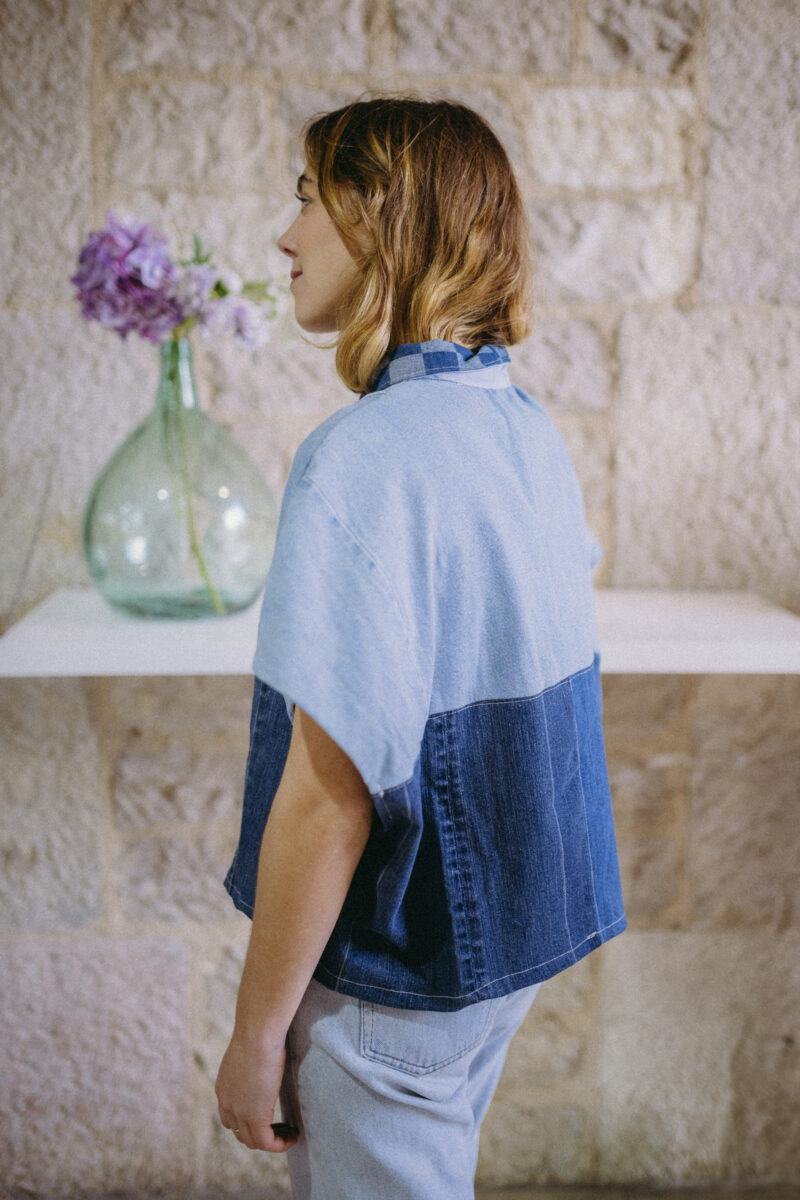 veste sans manche en denim upcyclée faite en France