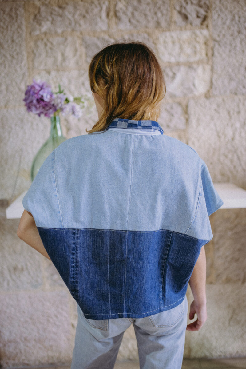 veste sans manche en denim upcyclée faite en France