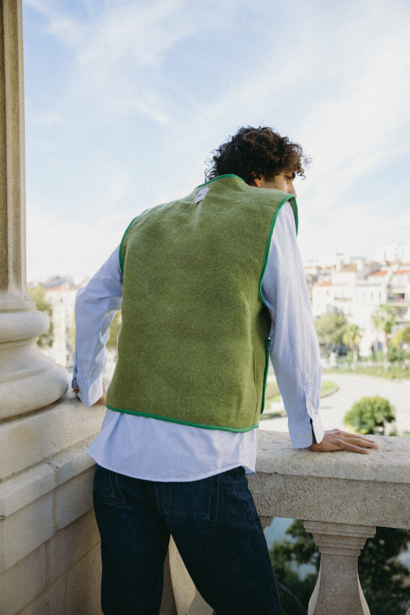 gilet en laine upcyclé fait en France