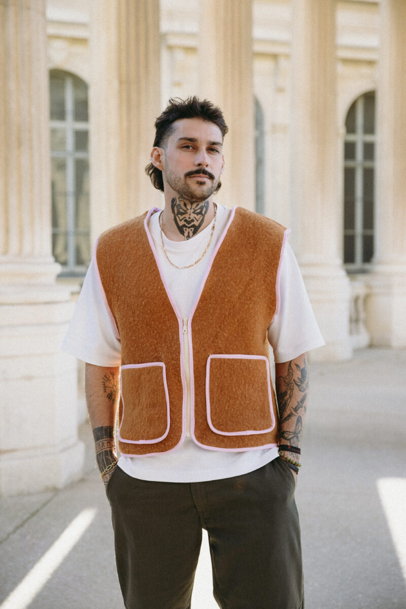 gilet en laine upcyclé fait en France